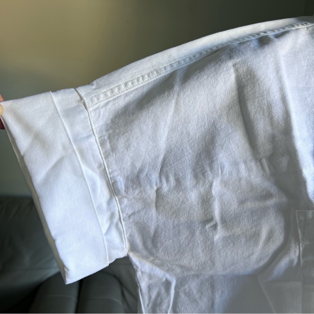 NEW Madewell Sz S White Cotton Courier Shirt Short Sleeve Button Up Boxy Natural - Picture 5 of 17